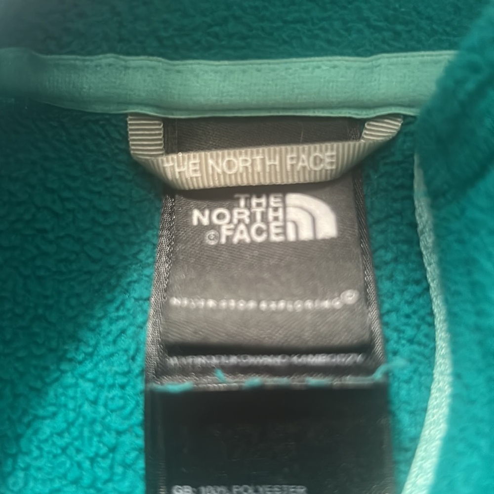 North Face Women’s Polartec Classic 1/4 Zip Fleece Micro Fleece Fitted Teal - Picture 7 of 8